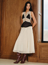 Lace Panel Satin Peplum Top